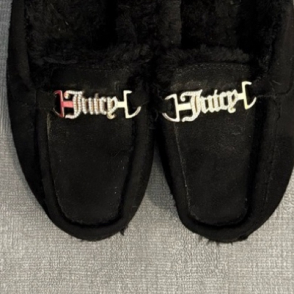 Juicy Couture Black Suede Slippers 7 - Picture 3 of 4